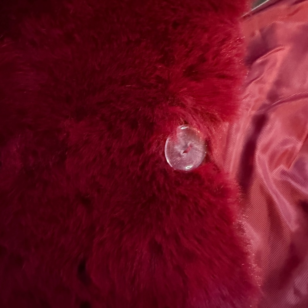 Faux Fur Burgundy Red Cropped Coat - NWT - Picture 6 of 11